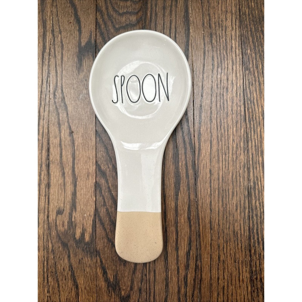 Rae Dunn White “Spoon” Dipped Ceramic Spoon Rest Artisan Collection 181 Magenta